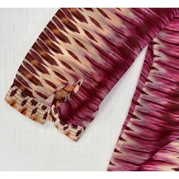 CHICO'S Ikat Tunic Top Semi-Sheer  3/4 Sleeve Button Blouse - Size 1 Small - Picture 8 of 11